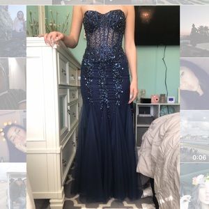 All sparkles Navy Blue prom dress
